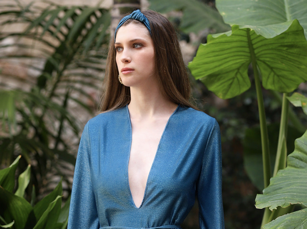 Turban Blu Fondale Lurex