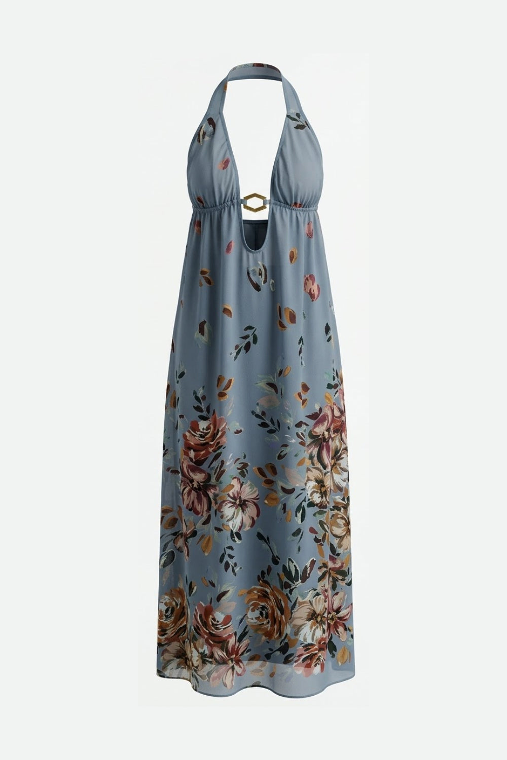 Coquelicot Chiffon Halter Dress